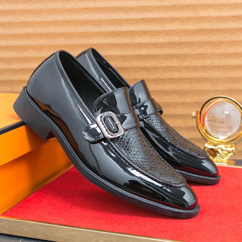 Модные лоферы мужские лакированная кожа модная пряжка кожаная обувь на одну ногу деловая классическая формальная обувь мужская обувь размеры 38-46