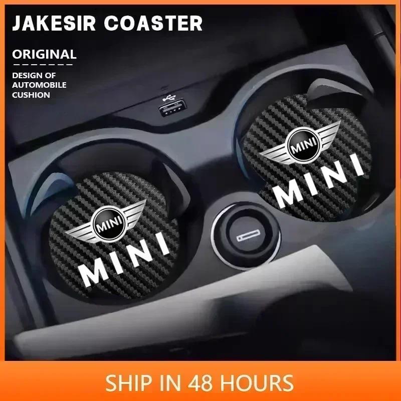 /2Pcs Car Emblem Anti/Slip Pad Water Cup Holder Drink Coaster For BMW edc3 WORKS One Cooper JCW R60 R59 R58 R57 R56 R55 F55 F56 3edc
