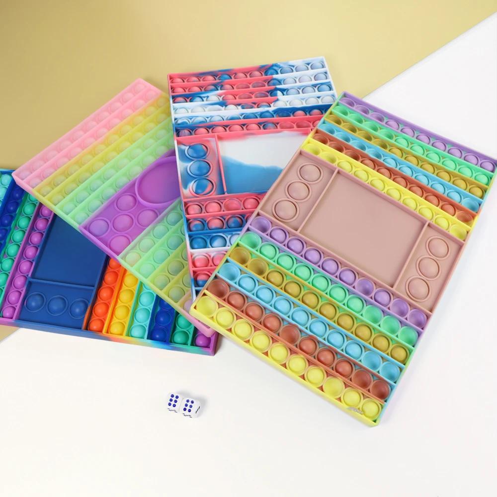 Нетоксичные Большой Размер 20См Радужные Квадратные Пузырьковые Игрушки-Антистресс Для Детей и Взрослых Снятие Стресса Сжимаемые Подарок 20См 30См Xxl