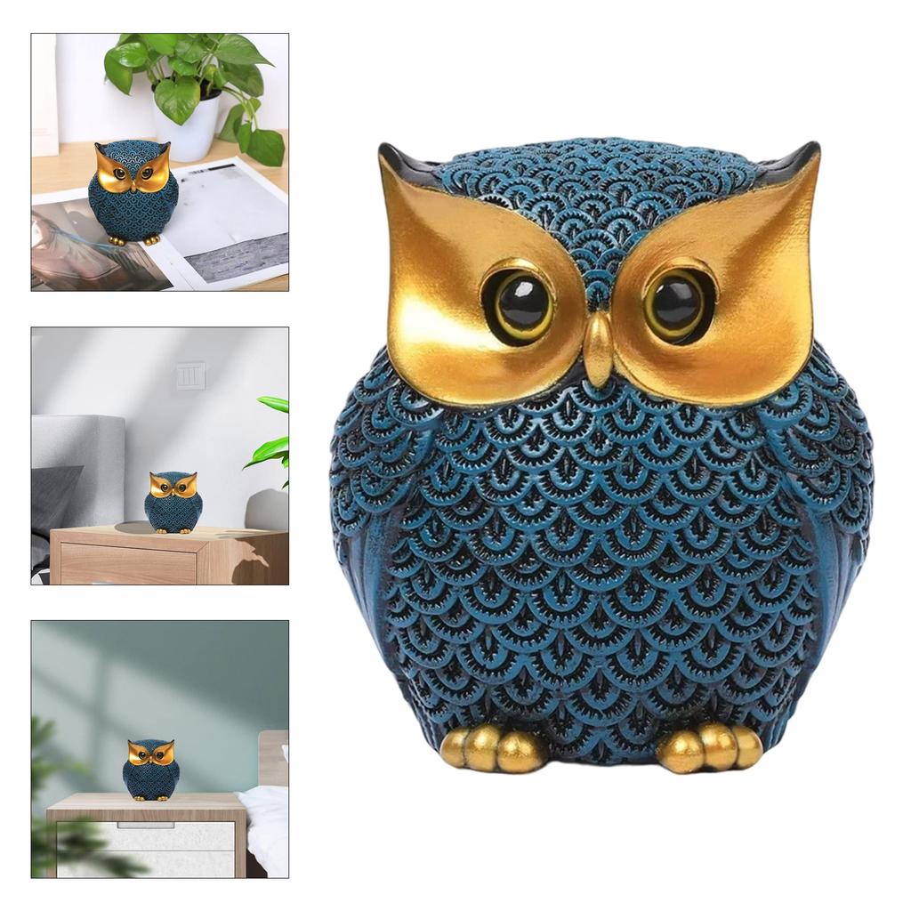 Owl Figurines Home Decor Accents Cute Small Animal Sculptures Vintage Owl Figurines for Bookshelf Bedroom Living Room