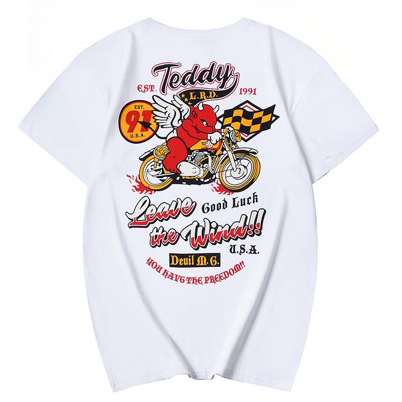 2025 American Tough Guy Harley Heavy Motorcycle Ретро-футболка для фанатов мотоциклов с коротким рукавом Мужская хлопковая футболка Tooling T