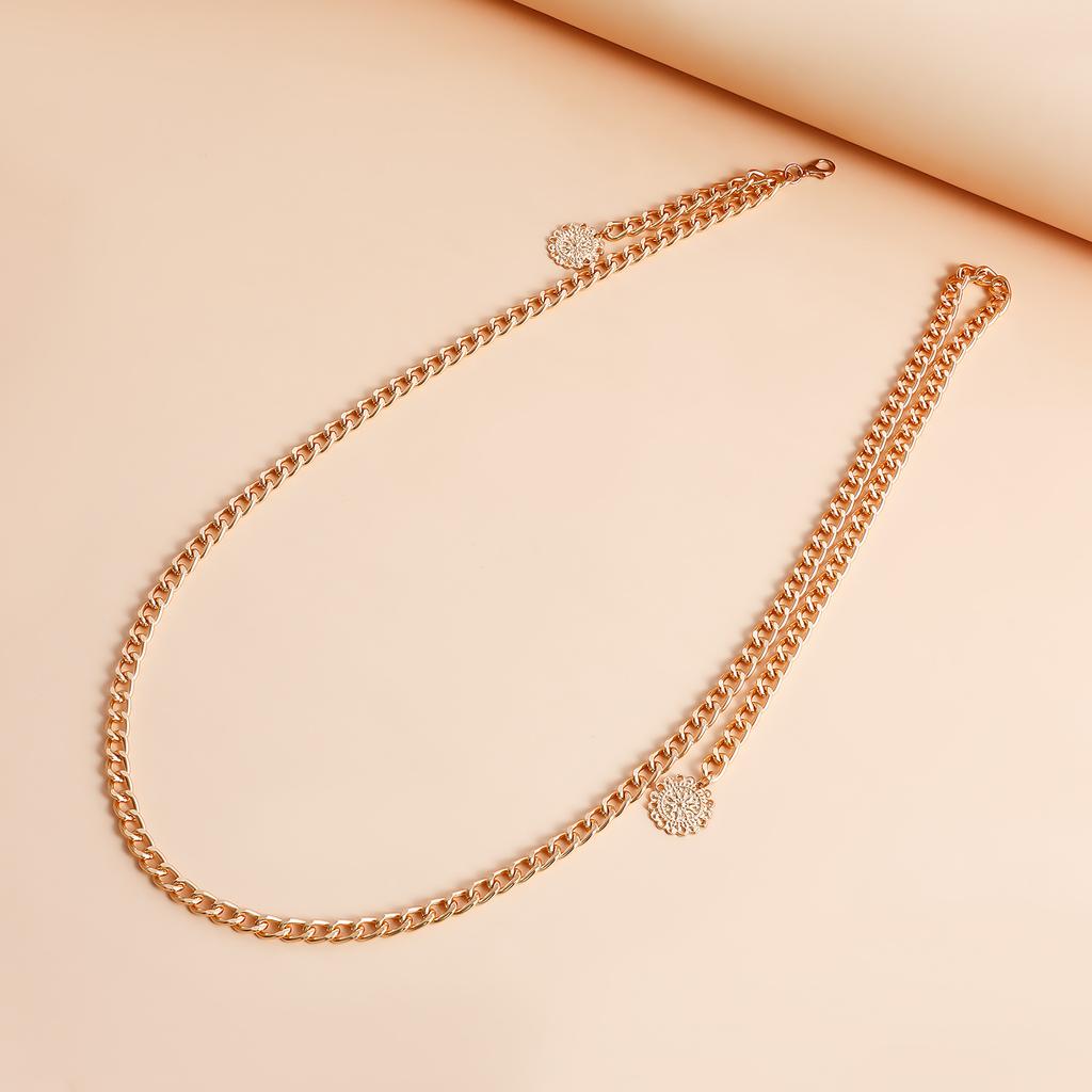 European and American hot-selling body chain simple single-layer thick aluminum chain body chain personalized punk vacation waist chain Spice girl
