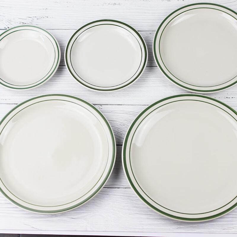 Abay European Green Double-Line Ceramic Soup Plate