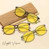 New Fashionable Oval Frame Night Vision Anti Blue Light Glasses Men'S And Women'S Full Frame Electronic Product Yellow Goggles