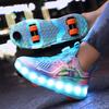 New Colorful Lights Upgrade Runaway Shoelaces, Brakes Boys Burst Shoes Girls Children Sliding Four Wheels Double Wheels with Wheels