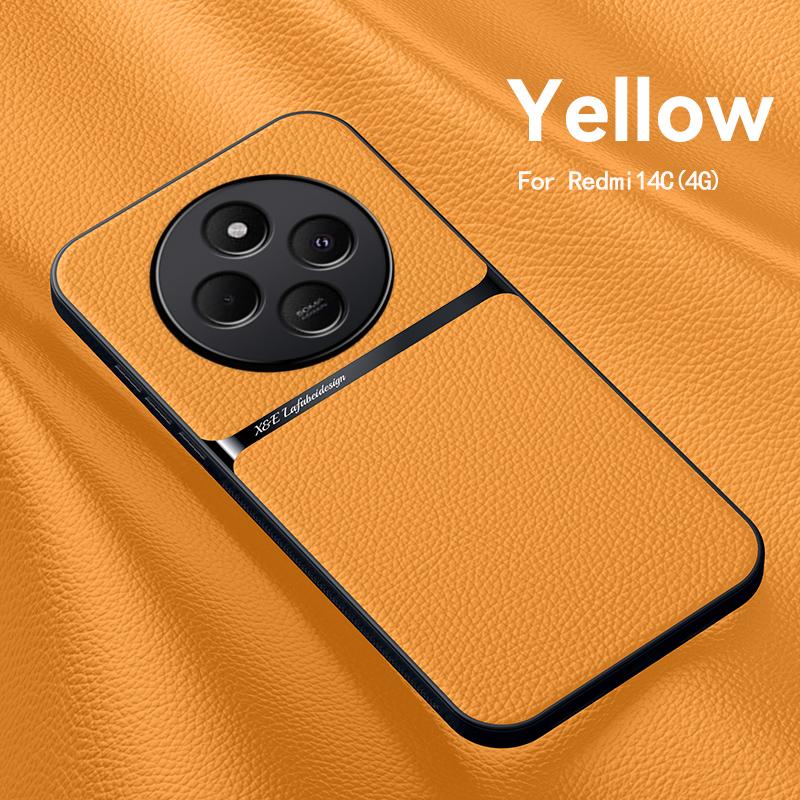 Для Redmi 14C чехол для телефона с текстурой кожи, встроенным магнитом, мягким краем из ТПУ, защитой от падения и отпечатков пальцев