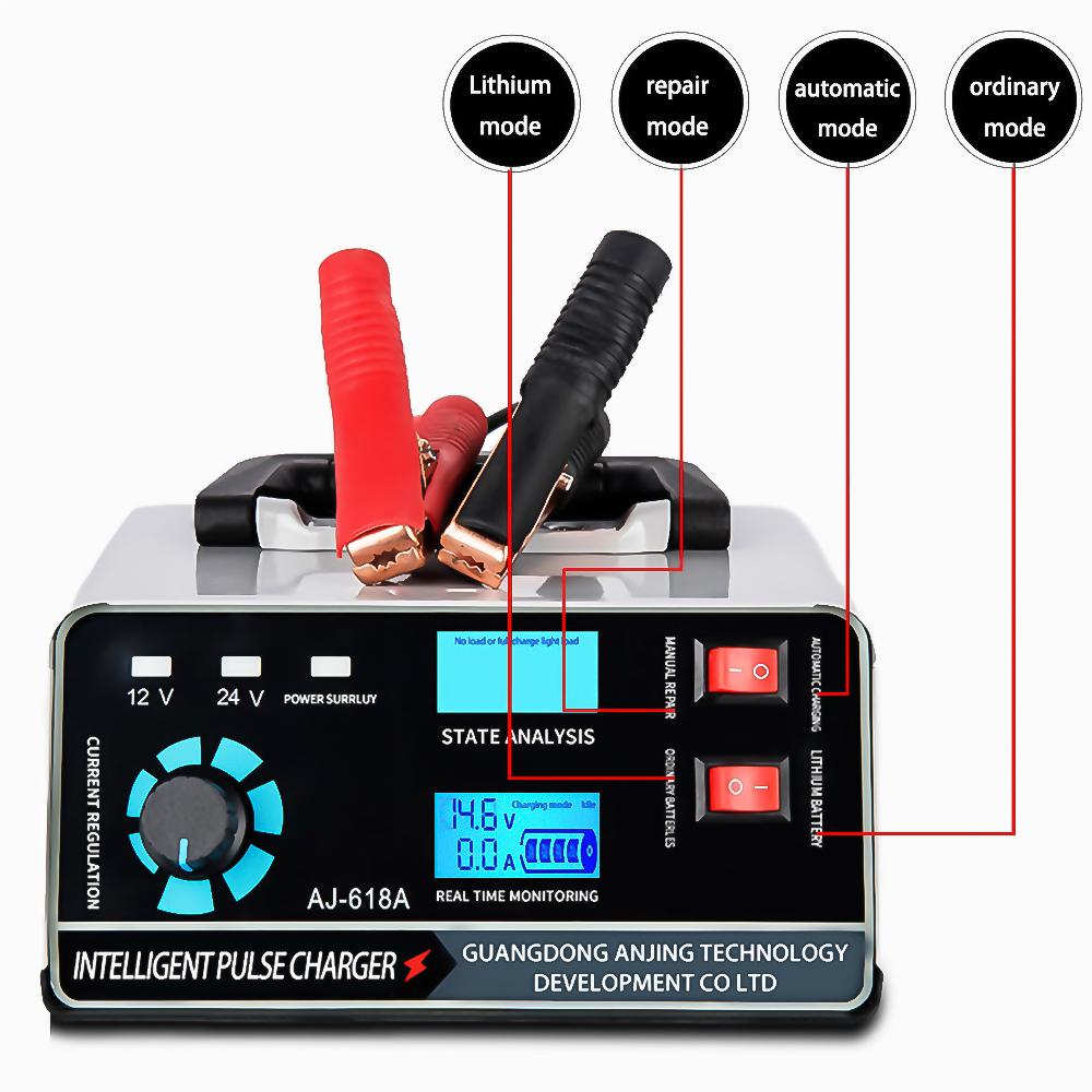 400 Вт Автомобильное зарядное устройство для аккумулятора 24 В 12 В Автомобильное зарядное устройство для автомобильного аккумулятора