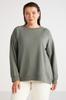 Women's Style Big Size Sweatshirt Barborabb Soft Comfort Fit Round Collar Green Plus Size Sweatshirt With Fleece Inside