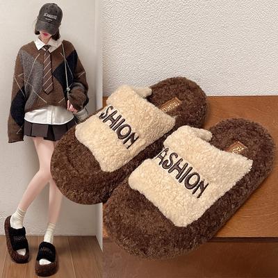 Модные флокированные балетки женские взрослые плюшевые тапочки женские роскошные толстые подошвы мех мягкий 2024 дизайнерский мех французский стиль