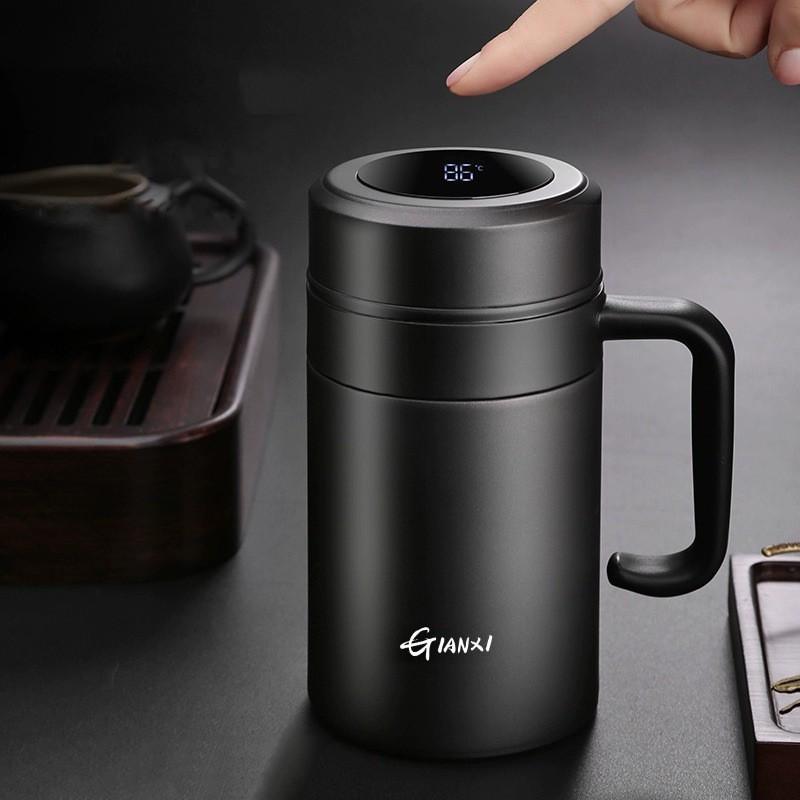 Business Office Large Capacity Smart Temperature Display Insulated Tea Separation Mug 500-520ml