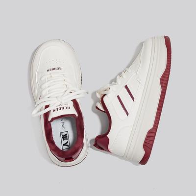 Маленькие белые туфли женские весенние туфли на низкой подошве, туфли-маффины, туфли на толстой подошве, увеличивающие рост, кеды, студенческие повседневные туфли 7