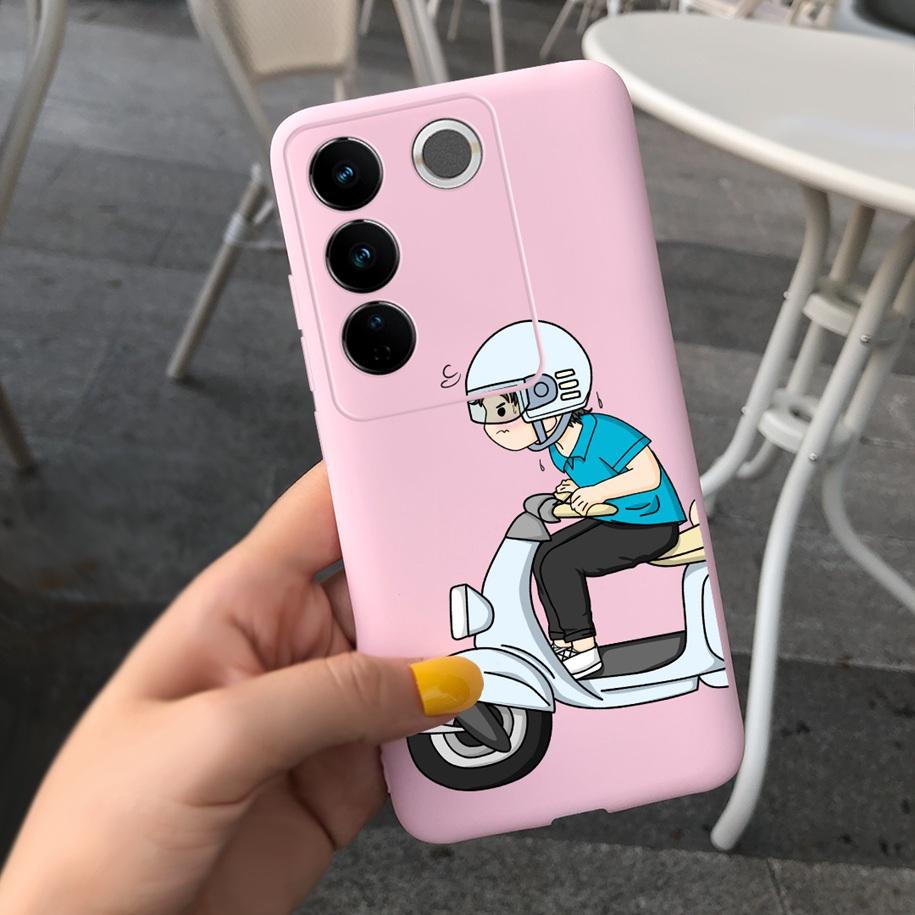 Чехол для Vivo V27 Pro Задняя крышка для Vivo V27e Модный чехол-фунда конфетного цвета с рисунком для Vivo V27 5G V 27e V27Pro V2237 V2230 Мягкий чехол