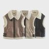 European & American Style 2023 Autumn Faux Fur Sleeveless Patchwork Vest Jacket