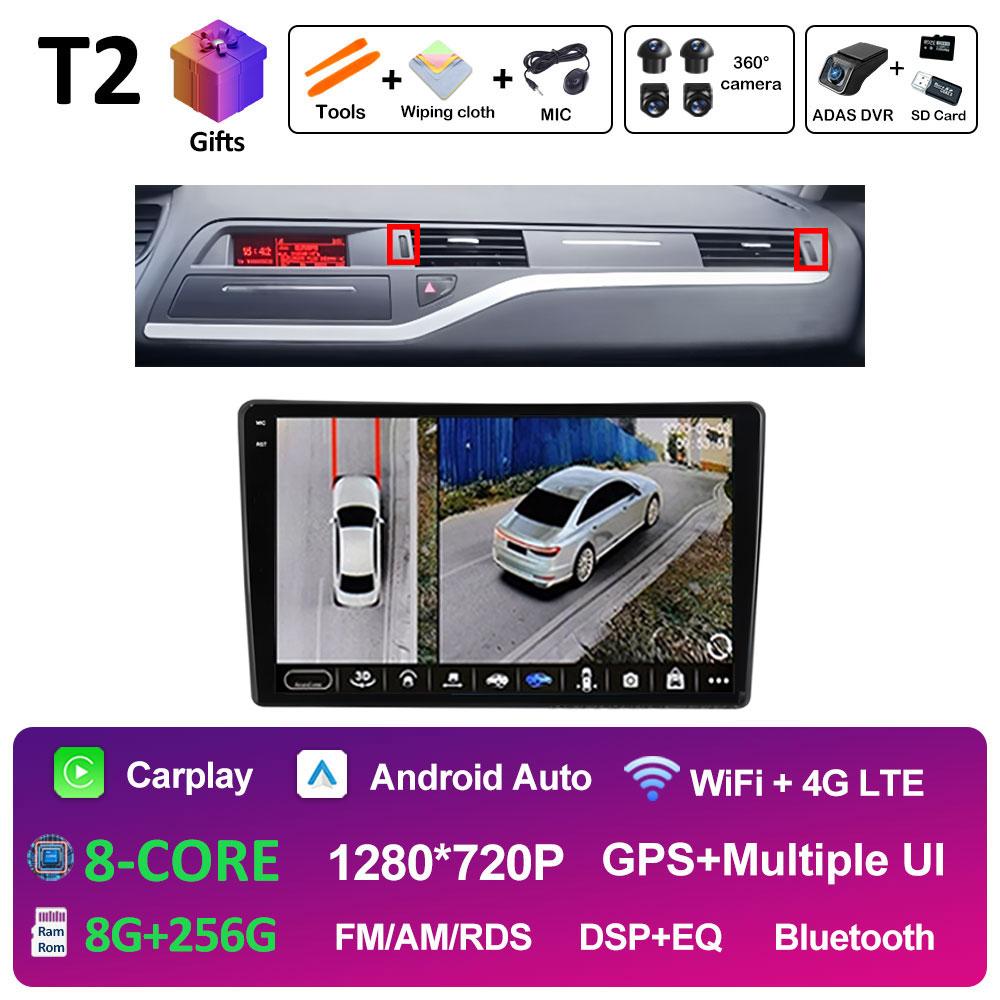 GPS Навигация Android 14 Для Citroen C5 2008 2009 2010 2011 2012 2013 - 2017 Автомобильный Мультимедийный Радио Видеоплеер QLED IPS Экран