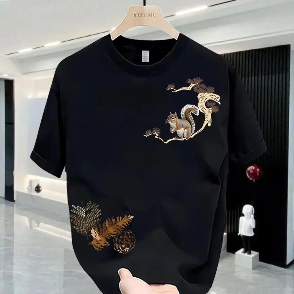 Trendy Brand Short-Sleeved Pure Cotton Men'S Printed T-Shirt Trendy Men'S And Women'S Versatile Round Neck T-Shirt Men'S