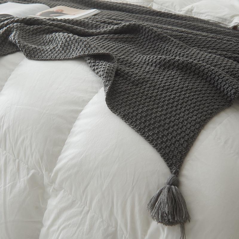 Nordic Knitted Tassel Wool Throw Blanket for Sofa or Office Naps