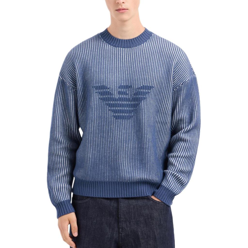 EMPORIO ARMANI Two-tone Fisherman-rib Virgin Wool-cotton Jumper 6D1MXA-1MJHZ-F708