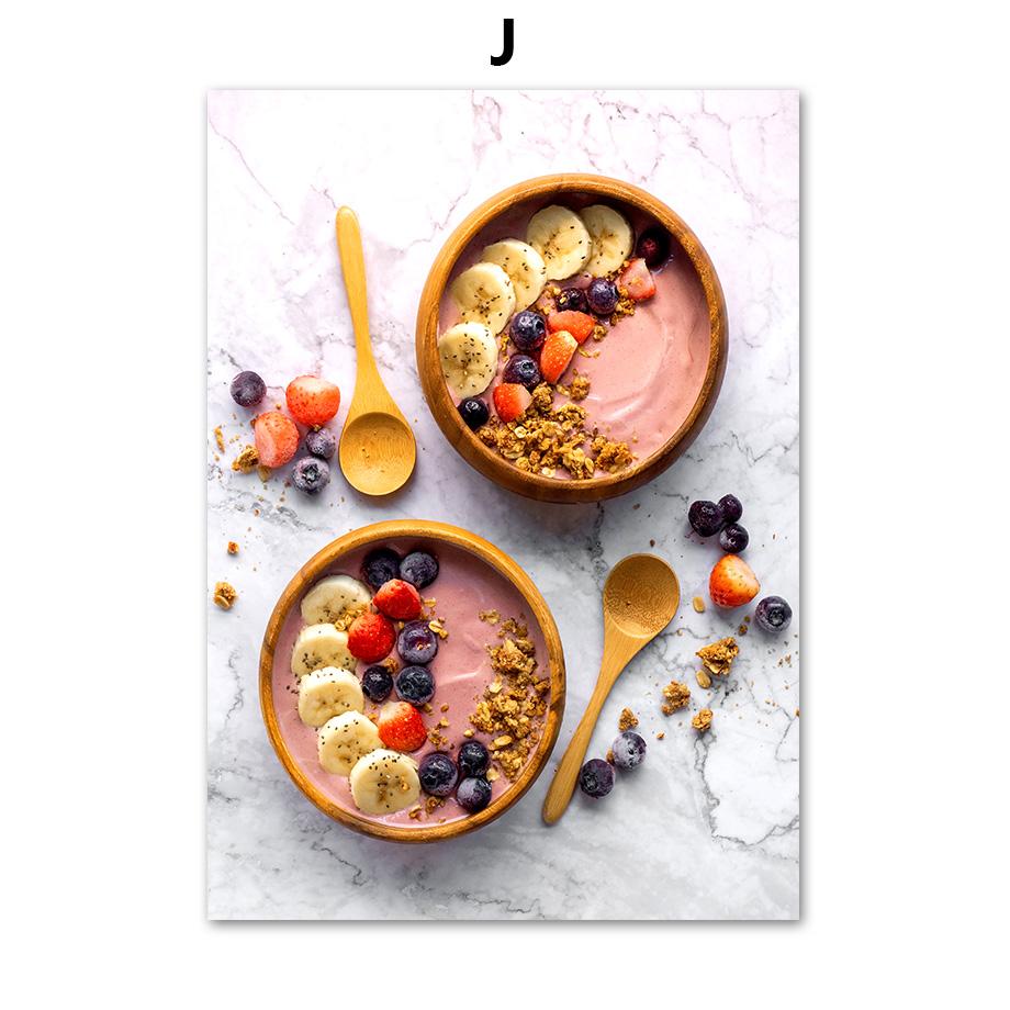 Chocolate Pizza Coffee Dessert Wall Art Canvas Painting Nordic Posters And Prints Wall Pictures For Restaurant Hotel Shop Decor