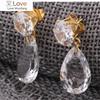 Temperament Wild Drop Gold Titanium Steel Earrings Crystal From Austrian Fit Women and Female for Party