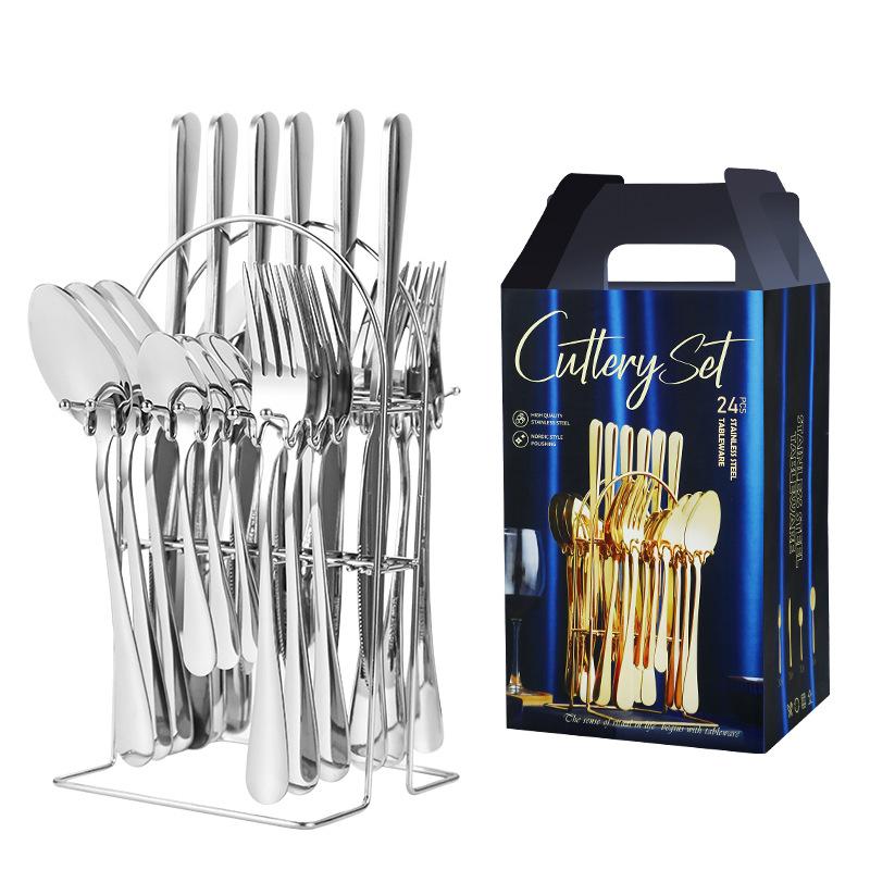24 Pieces Luxury Tableware Cutlery Set Stainless Steel Tableware Set Gold Tableware Set Knife Fork Spoon Dishwasher Tableware