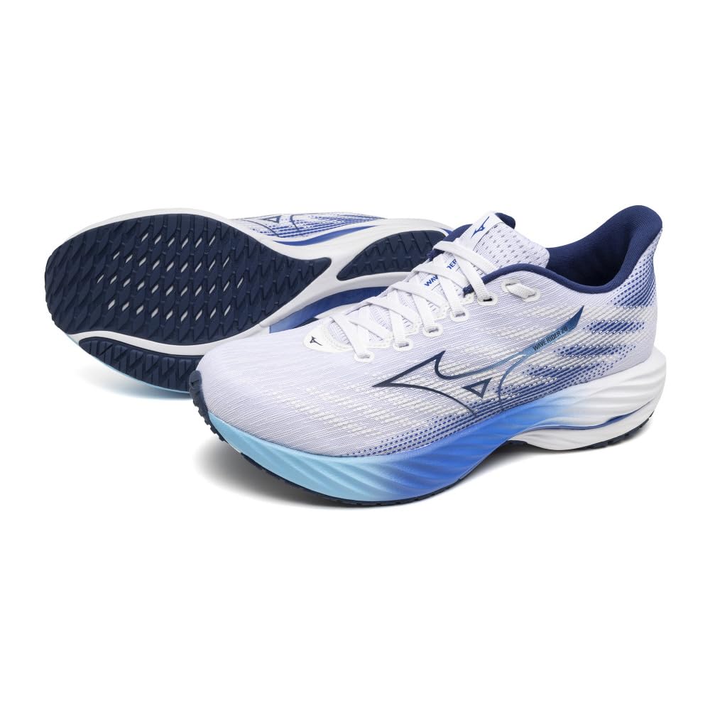 Mizuno Wave Rider 28 Running Thick White X Navy X 2E Shoes, Jogging, Marathon, Training, Sports, Lightweight, Resilient, Sole, Men's, Blue, 26.0 Cm,