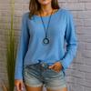New Women's Casual Long-sleeved Round Neck Regular Solid Color Multi-color Tops T-shirt