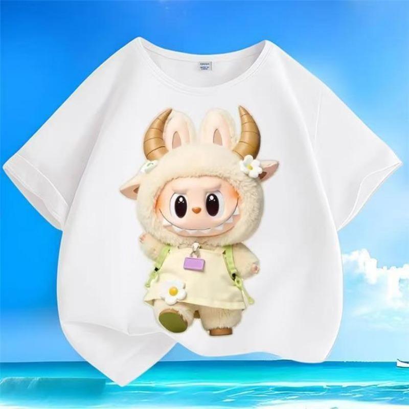 Labubu Cartoon 3d Printed Kids T Shirts Funny Boy Girls Short-Sleeved Top Casual Trend Child Clothing