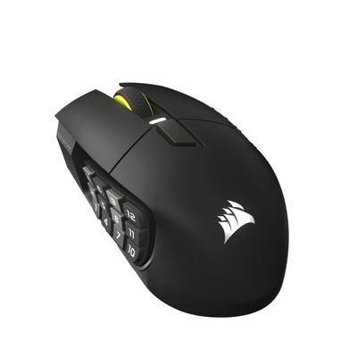Беспроводная игровая мышь CORSAIR SCIMITAR ELITE WIRELESS SE с 16 программируемыми кнопками. Идеальна для MARKSMAN S. 33K Elgato Virtual Stream. Беспроводная. Черная.