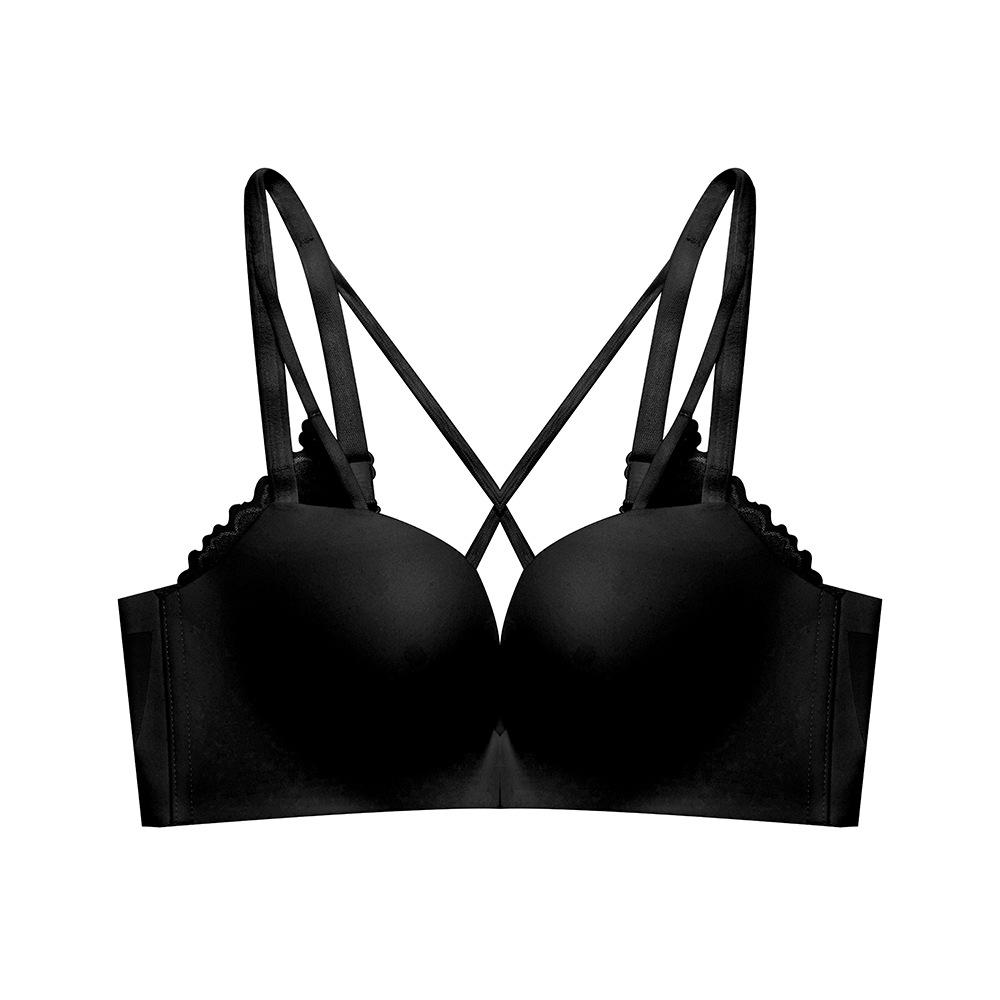 Не оставляющая следов, удобная пряжка спереди, красивая спинка, простые сборки, глянцевое кольцо из нержавеющей стали, дышащий бюстгальтер