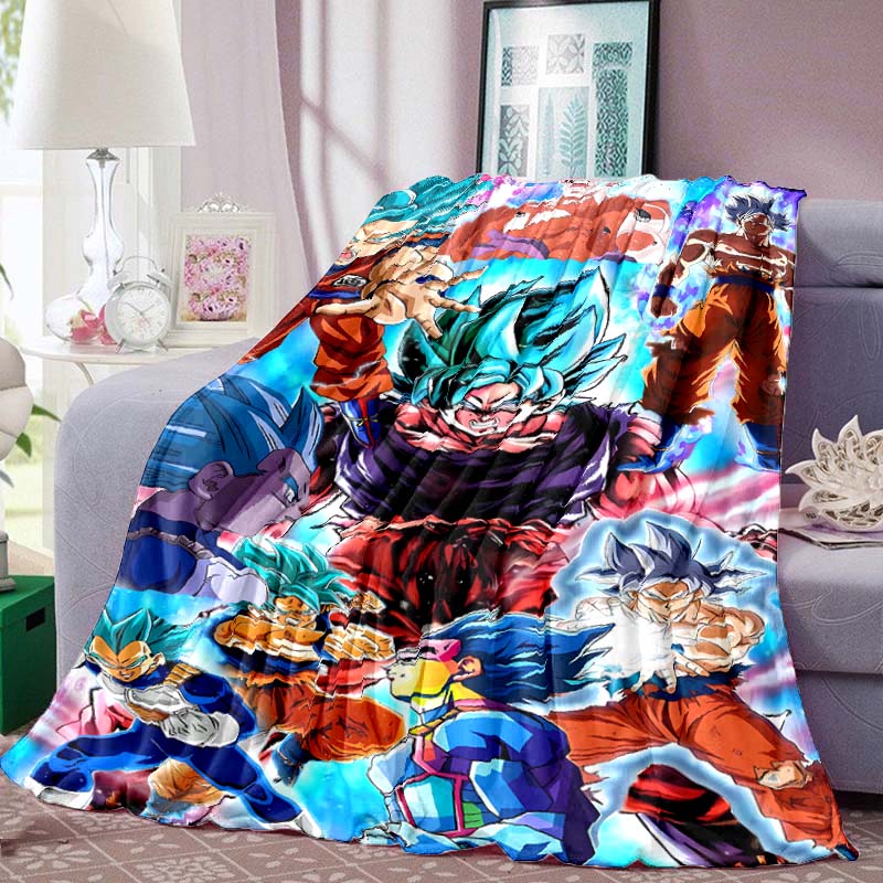 Dragon Ball Anime Print Blanket Warm Comfortable Flannel Blanket for Bedrooms, Sofas, Beds, Chairs, Picnics, Travel-LXR16
