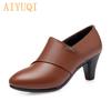 Fashion Shoes Women Autumn New Genuine Leather Female Office Shoes High Heels Shoes For Women
