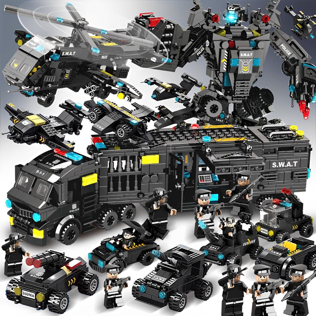 1560pcs City Police Station Building Blocks Bricks City SWAT Team Truck Blocks Educational Toy for Boys Children