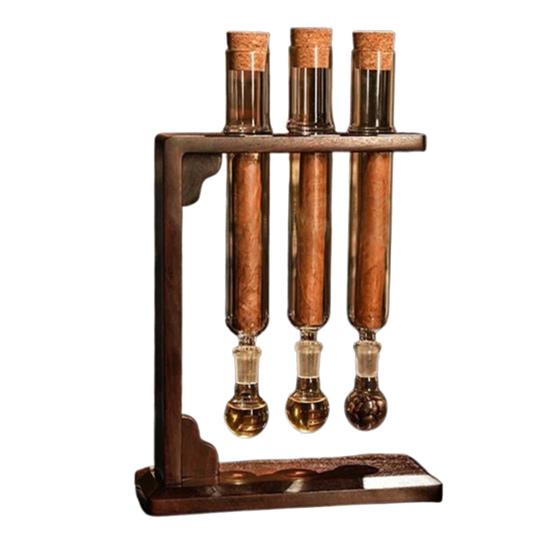 Herb Roll Flavor Infuser Humidor Herb Roll Glass Test Tube Rack with Straight Pipe Ball Base Wooden Stopper Herb Roll Flavor Injector Humidifier