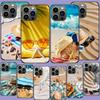 Летнее настроение Море, Пляж, Песок Чехол для телефона Для Iphone 17 Air 15 Pro 14 Plus 16 Pro Max 17E 16E 12 13 Mini 11 Чехол Милый Fundas