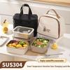 Korean Square 304 Stainless Steel Lunch Box with Airtight Glass Lid - Microwave Safe