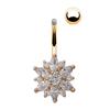 1Pc Gold Plated Rhinestone Body Piercing Belly Ring Bars Barbells Button Navel Flower Cluster