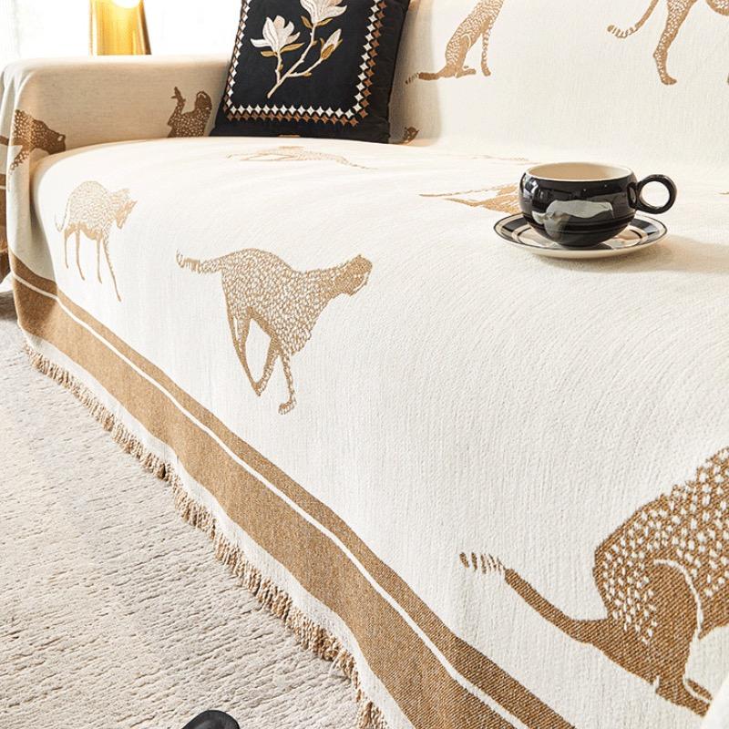 Chenille Slipcovers Leopard Animal Anti Cat Scratch Furniture Protector Bedspread Couch Towel Full Cover Blanket 3 Seater Sofa