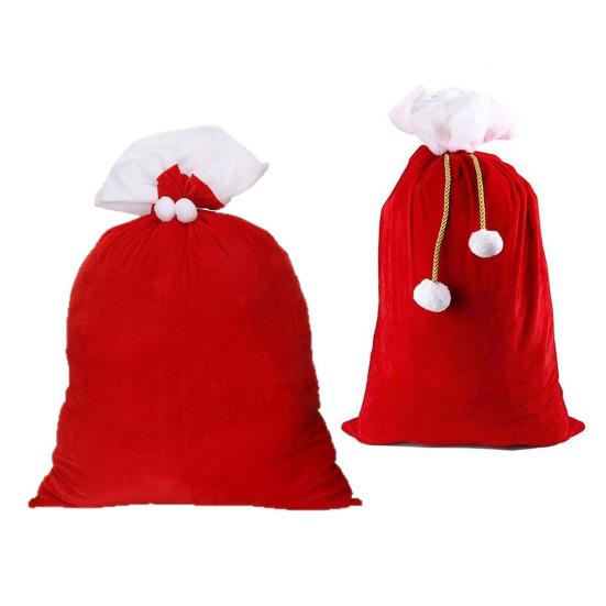 Большие подарочные мешки на Рождество, мешочек на завязках для мешка Санты, для хранения конфет и подарков, праздничный