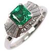 Ring Pt900Platinum/Emerald/diamond #5.6(US Size) 4.8g Women Used