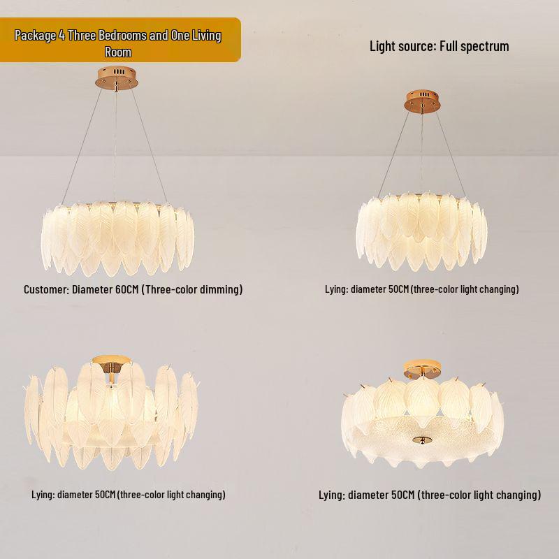 Modern French Cream Feather Pearl Chandelier - Stylish Post-Modern Living Room and Bedroom Lighting