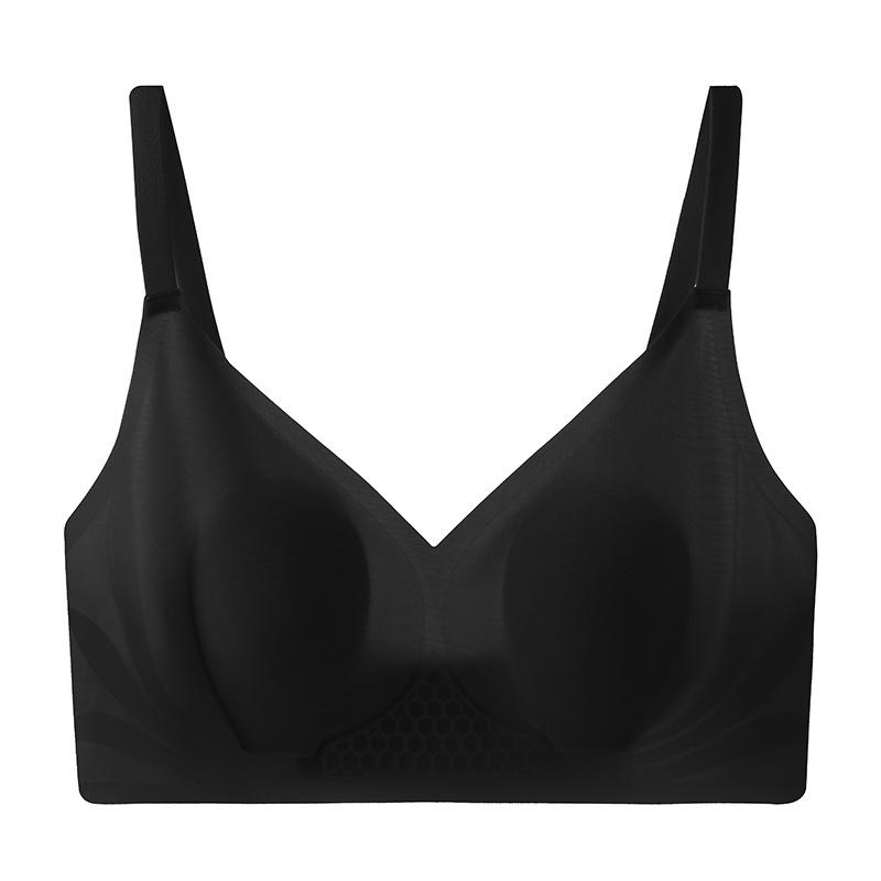 Rabbit Ears Underwear Women's Hole Cup No Steel Rim Gathering Thin Breathable Soft Support Bra Jelly Traceless