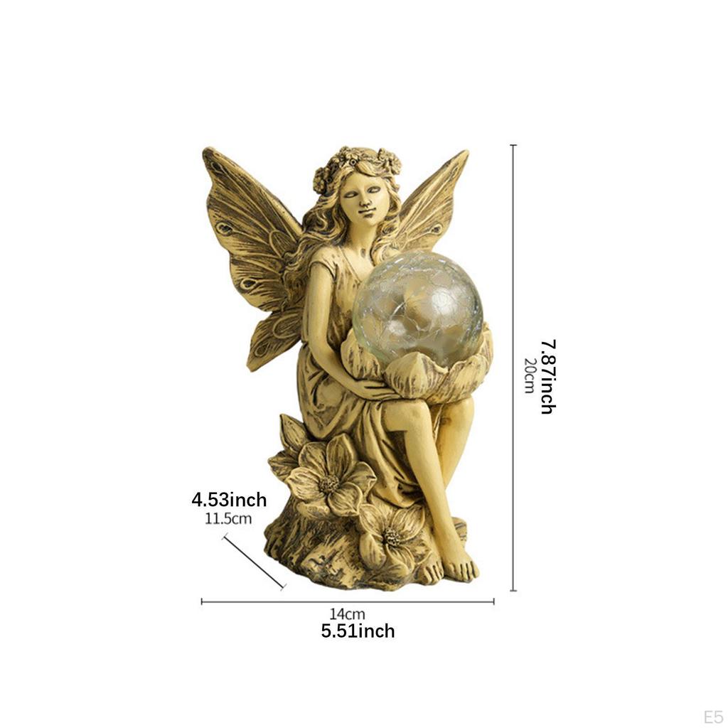 Fairy Girl Sculpture Solar Lamp for Garden Pathway Lighting