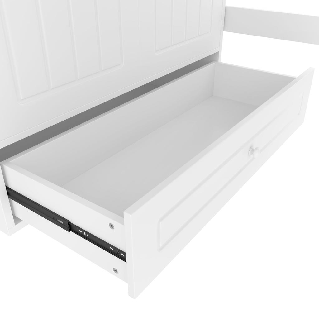 Loft Bed 90x200 Children's Bed Girl Youth Bed Wardrobe Drawers LED Bed Frame Slatted Frame Pine Wood EN747 Certified White