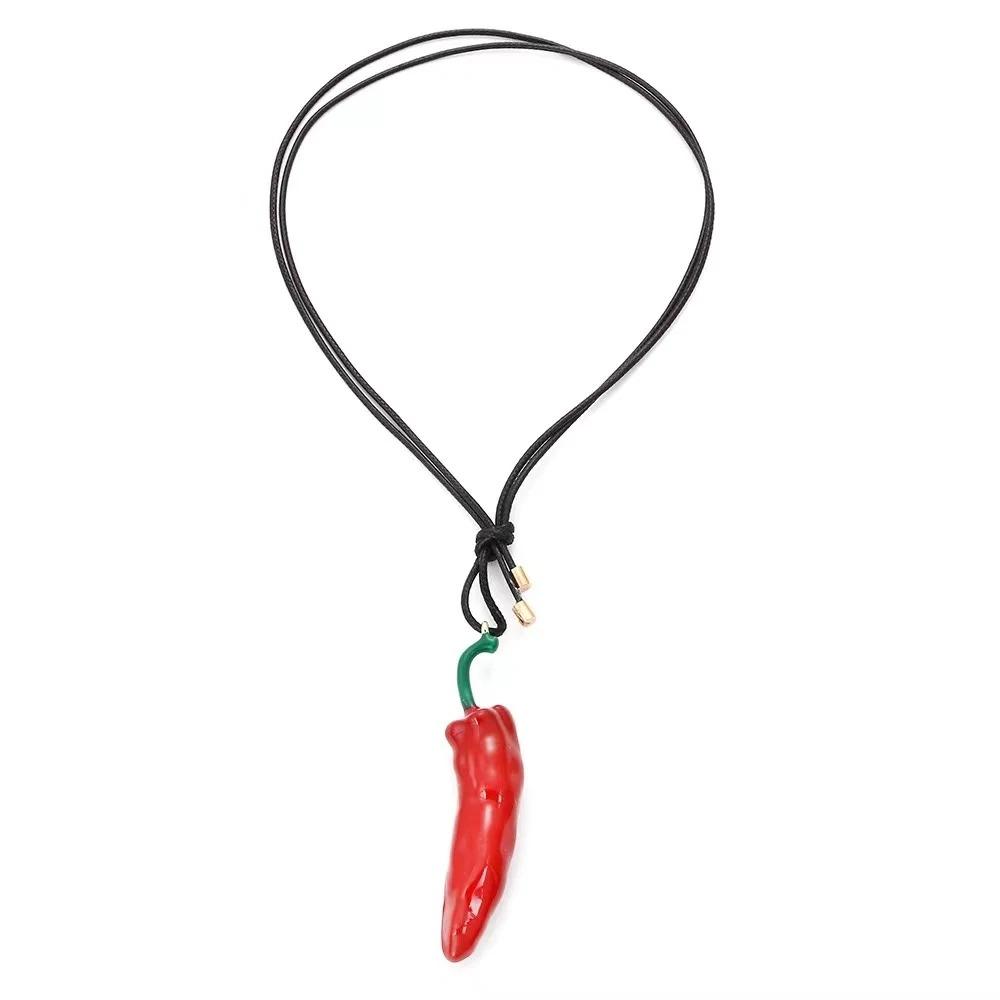 Simple Simulated Chili Necklace Cute Simulated Vegetable Collar New Red Pepper Pendant Necklace