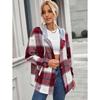 Cross Border Amazon Independent Station New Flannel Plaid Hooded Woolen Coat for Women