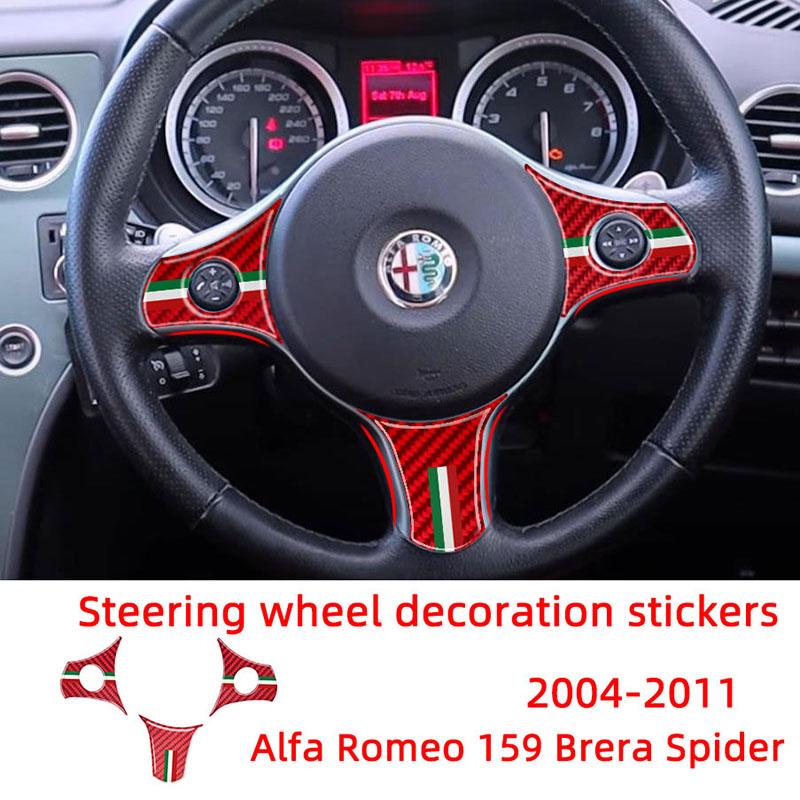 Steering Wheel Panel Decoration Patch Carbon Fiber Car Stickers For Alfa Romeo 2004-2011 Brera 159 Spider Interior