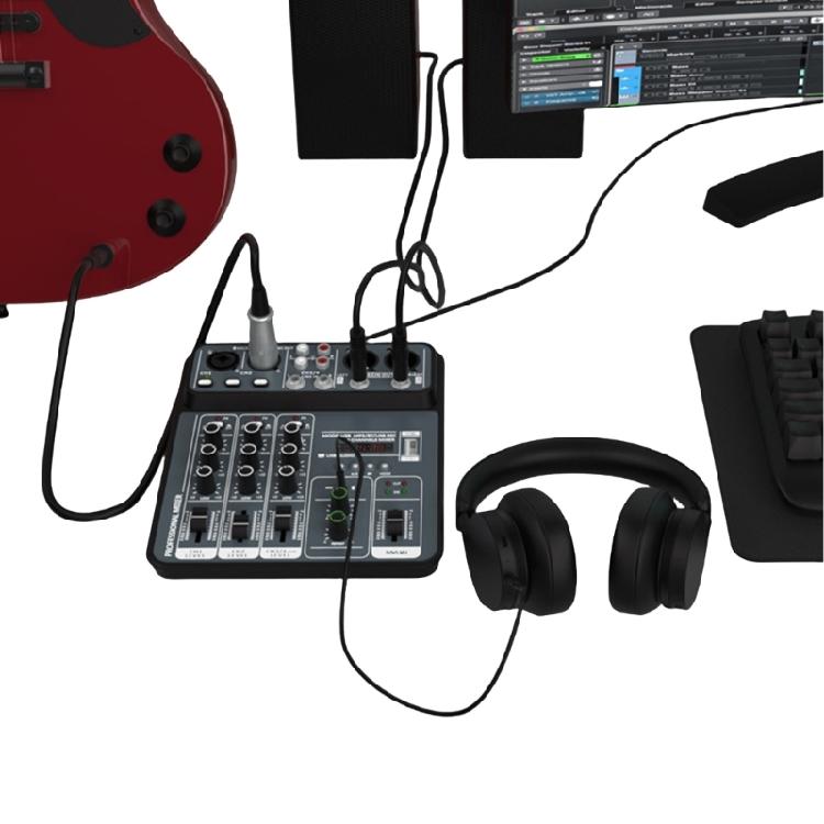 4-канальный USB-звуковой микшер с многофункциональным цифровым дисплеем для микрофонов, инструментов и других источников