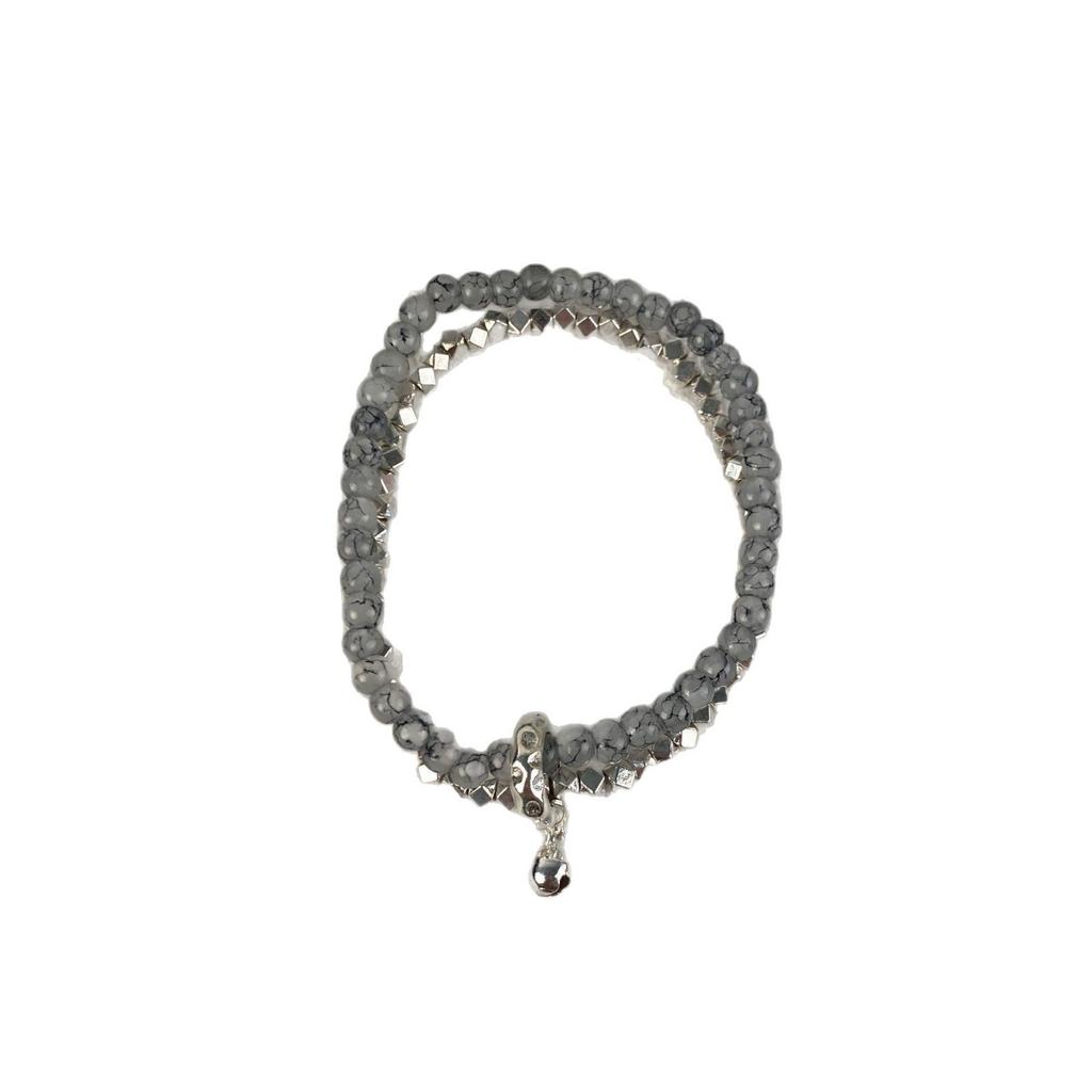 Simple aquamarine broken silver beaded bracelet, summer clear and exquisite versatile bracelet, light luxury and high-end jewelry women
