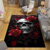 1Pc Skull Roses Artwork Rug, Office Carpet Indoor Outdoor Doormat, Non-Slip, Comfortable, Living, Christmas Halloween,  Xmas Gift G1199