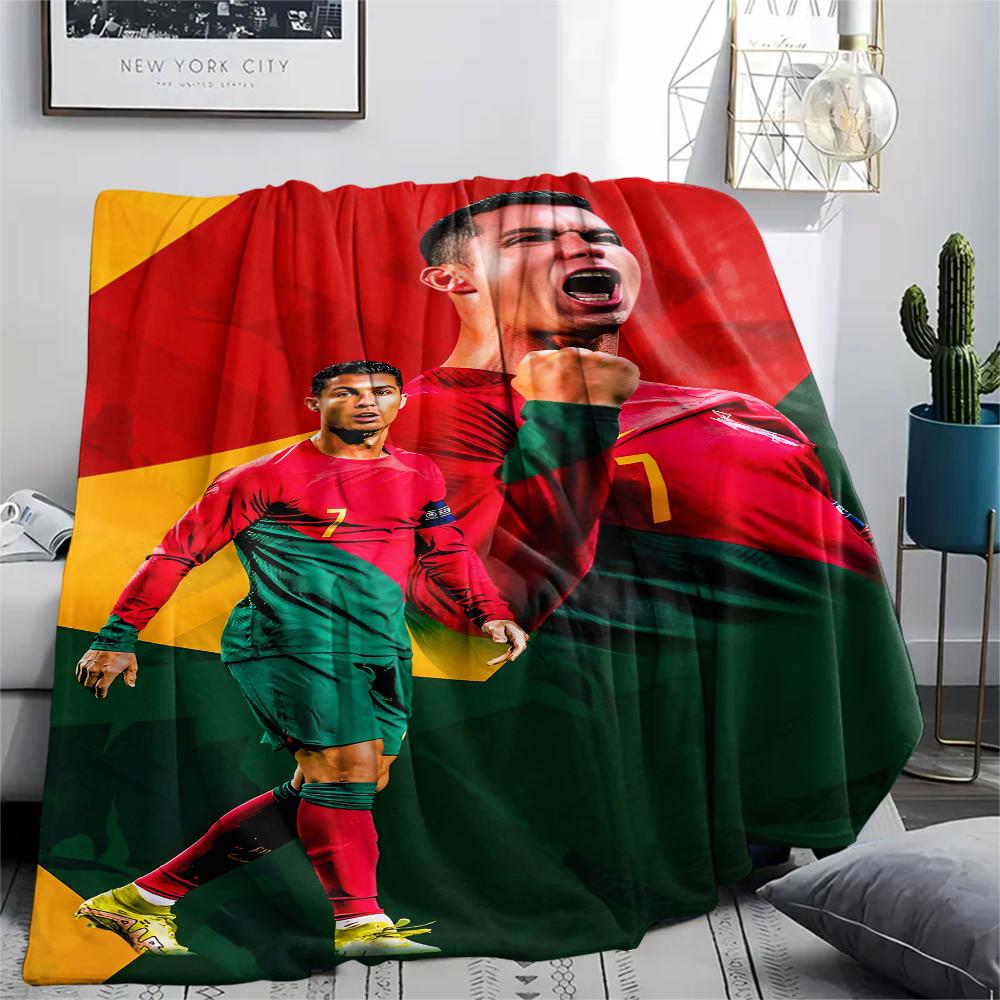1 шт. Фланелевое одеяло с принтом CR7, Высококачественное, Для всех сезонов, Декор для дома, Тепло и уют, Идеально для рождественских подарков